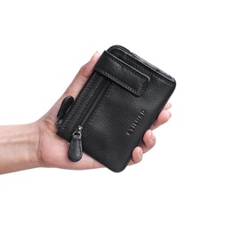 STILORD 'Lasse' Leather Key Wallet Vintage Key Case with Coin Purse for Men Slim Wallet with Key Ring Card Holder with RFID Blocker Organiser Genuine Leather, Colour:Black