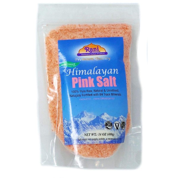 Rani Himalayan Pink Salt (84 Essential Trace Minerals) 400g (14oz) ~ All Natural | Vegan | Gluten Friendly | NON-GMO | Indian Origin (Resealable Pouch)