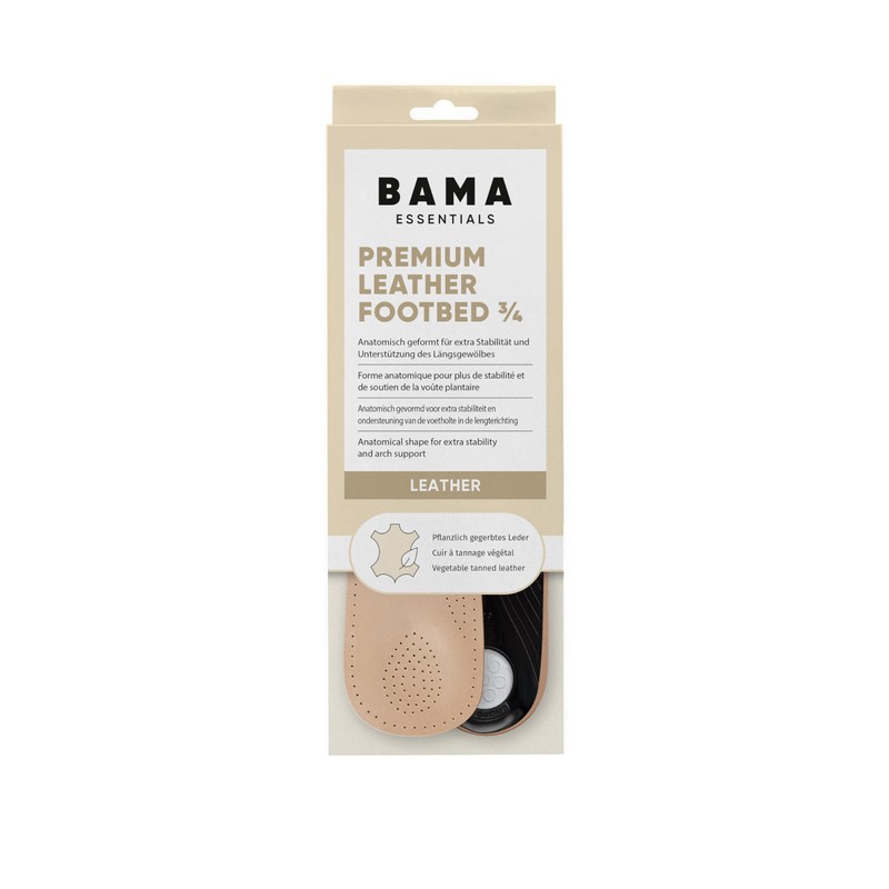 BAMA Premium Leather Footbed ¾ Orthopaedic Insole Anatomically Shaped Genuine