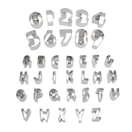 36 Piece Cookie Cutter Letters Set, Metal alphanumeric Baking Cookie molds for Fruit, Baking, Donuts, Cookie Decorating Tools