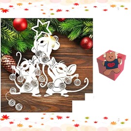 3 pcs Animal Mouse Metal Die Cuts, Christmas Wedding Love Mouse Bowtie Cutting Dies Cut Stencils for DIY Scrapbooking Album Decorative Embossing Paper Dies Card Making