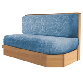 Ckedes RV Dinette Cushion Covers, Stretch Printed Couch Cushion Slipcovers Replacement Anti-Slip Sofa Cushion Cover for Dogs(1 Bench Cover & 1 Backrest Cover) (Lake Blue)