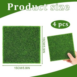 DWFEYOI Pack of 4 Miniature Garden Artificial Grass Rug Artificial Moss 15 x 15 cm Artificial Grass Artificial Grass Artificial Lawn Mat Miniature Garden Decoration for Indoor and Outdoor Use Micro