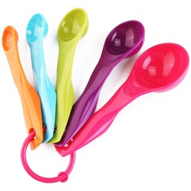 Small Spoon, Colourful Plastic Measuring Spoon, 5 Pieces Colourful Plastic Measuring Spoon Set for Kitchen Baking