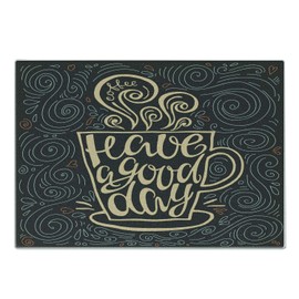 Ambesonne Saying Cutting Board, Have a Day Positive Message Lettering in Cup of Coffee with Hearts and Swirls, Decorative Tempered Glass Cutting and Serving Board, Small Size, Multicolor