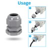 10 Pack M20 20mm IP68 Waterproof Grey Cable Glands, Suitable