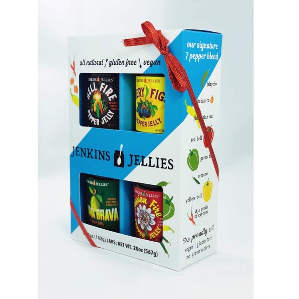 Jenkins Jellies Mini Gift Set - Pepper Jelly Variety Set - Gluten Free, Vegan Pepper Jam - Use as a Glaze, Dipping Sauce, or Dessert Topping - All Natural & USA Made - 11 Ounces
