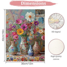 MAXBYE Flower Paint by Numbers Kit for Adults, Wildflower Paint by Numbers Kits for Beginner, DIY Acrylic Color by Number on Canvas for Home Wall Decor Gift 12X16 Inch (Without Frame)