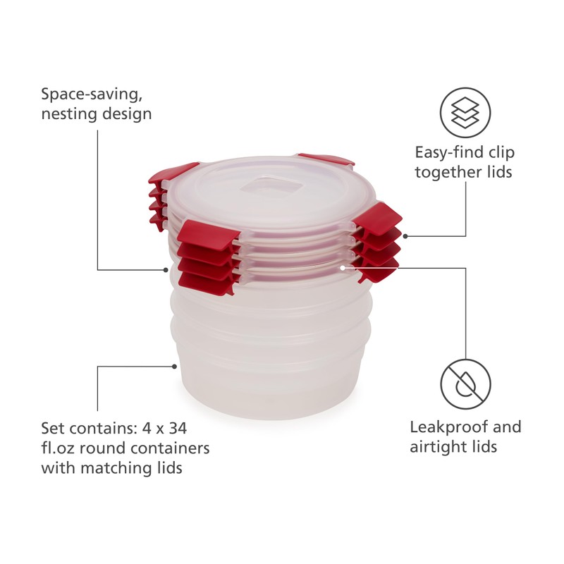 Joseph Joseph Nest Lock 8-piece Plastic BPA Free Round Food