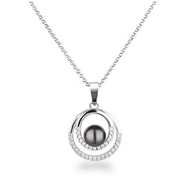 Schöner-SD Silver Chain Necklace with Pendant Pearl 925 Silver, Silver, Pearl
