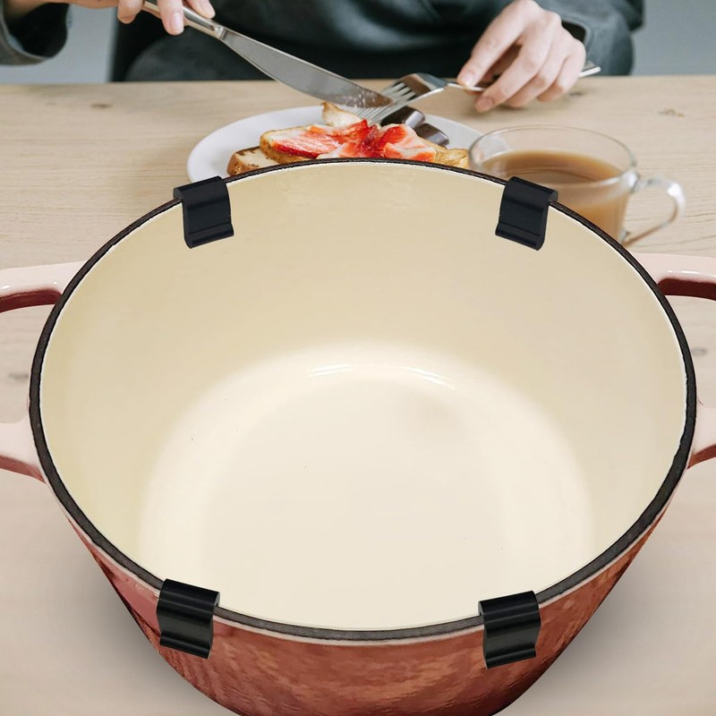 4pcs Dutch Oven Lid Protector Clips,Black Pot Lid Bumper Dutch