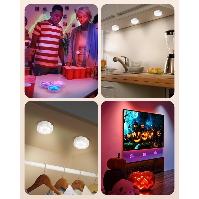 GOODEA.fun Puck Lights with Remote, 13 RGB Colors LED Under