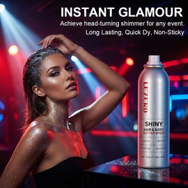 Glitter Spray for Hair Face Body Clothes, Holographic Glitter Hairspray Long Lasting Quick Dry Shimmer Makeup for Mardi Gras Festival Rave Accessories, 6.34oz (Rainbow Silver)
