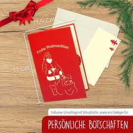 LINPopUp®, LIN17247, Pop Up 3D Christmas Cards, Christmas, Greeting Cards, Santa Claus, Gift, N437