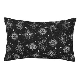 Sun and Moon Pillow Cover 16"x24" Inch Bed Pillow Pillowcases with Hidden Zipper Lumbar Pillow Case Cushion Queen Size Standard Soft Breathable Rectangular Pillow Covers,for Sofa Couch Bed Decor