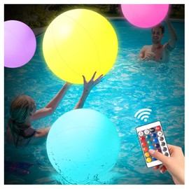 MIAOKE Pool Toys 16 Inch 5 PACK- 16 Lighting and 4 Modes LED Beach Ball with Remote Control,Suitable for Pool Games Night Summer Pool Party