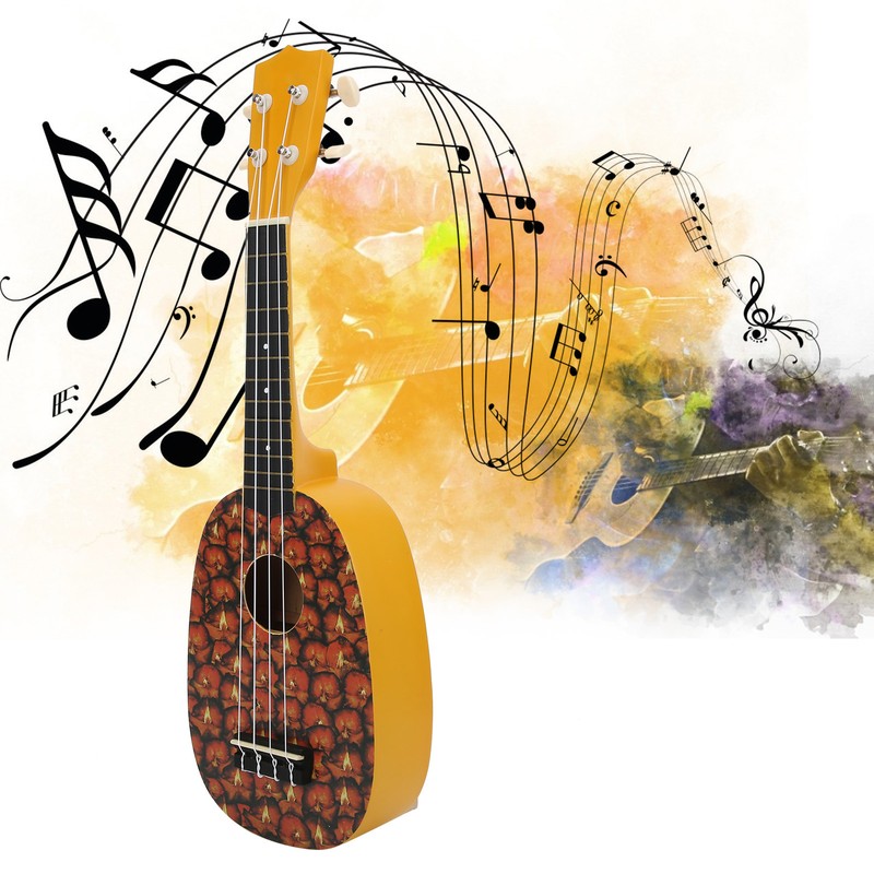 21in Ukulele with Carry Bag Tropical Fruit Pattern for Beginners