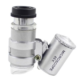 Meichoon Mini Microscope 45X Lens Magnifier LED Light Illuminated Magnifier Portable Bag Jeweller Magnifier Coin Stamp Home Office DIY UC48