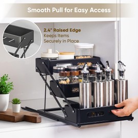 VUSIGN Pull Out Spice Rack Organizer for Pantry, 3 Tier Spice Organizer for Cabinet, Height Adjustable Spice Racks, Heavy Duty Vertical Spice Shelf for Seasoning Organizer for Kitchen