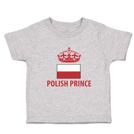 Toddler T-Shirt Flags Polish American Flag with Prince Crown Central Europe Cotton Country Boy & Girl Clothes Nation Baby Funny Tee Oxford Gray Design Only 4T