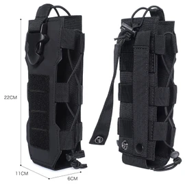 Tactical Molle Water Bottle Pouch, Adjustable Black Laser Cut Water Bottle Carrier Storage Bag for Backpack Belt, MOLLE Water Bottle Pouch Carrier, Tactical Water Bottle Holster