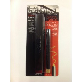 Maybelline New York 3X Maybelline Lash Stiletto Mascara & Cream Shadow BROWNISH BLACK/GOLDEN AURA 05