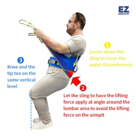 EZ Assistive Sit to Stand Patient Lift Sling with Pad,Stand Assist Sling for Patient Transfer,Soft Back Support SWF 500lb(Large)