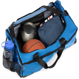 Athletico Sideline Soccer Duffle - Soccer Bag for Basketball, Volleyball & Football | Duffel Includes Separate Cleats Compartment For Men & Women (Blue)