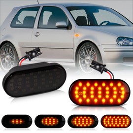 POPMOTORZ Set of 2 LED Side Indicators for VW Golf MK3 MK4 Passat B4 Seat Altea MK1 Ibiza Ford Fiesta MK5 Focus MK2 Skoda Citigo with Canbus Error Free Black