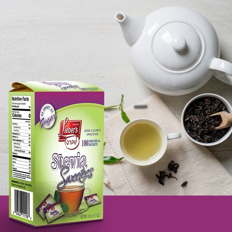 Lieber’s Stevia Packets Zero Calorie Sweetener, Kosher For Passover, 100