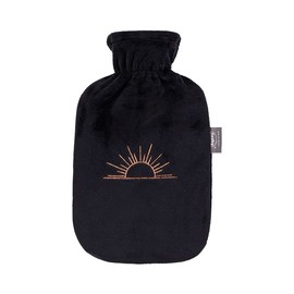 Fashy Hot Water Bottle with Fleece Cover and Glitter Sunset Black 2 L