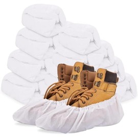 Shoe Covers Disposable,200Pack(100 Pairs)Boot Covers Waterproof Non Slip -Resistant One Size Fits Most for Rain Cleaning Indoor Floor Protection,White Footwear Comfort - Color: 200pack（white）, Size: ONE SIZE FITS MOST