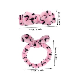 Ipetboom 2pcs Leopard Print Soft Coral Fleece Bowknot Headbands for Spa Makeup Skincare Adorable Hair Accessories for Women Durable Non Slip Stylish Cosplay Headbands