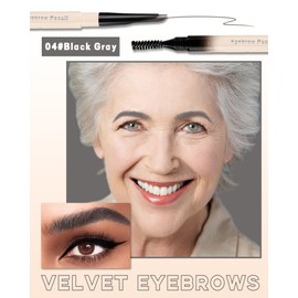 Eyebrow Pencil-2Pcs Black Grey Retractable Eye Brow Pencil with Brow Brush,Long-Lasting Waterproof Eyebrow Pencil,Eyebrow Tint Pen for Fill & Sculpt Brow Create Natural Brow Makeup for Older Women-04