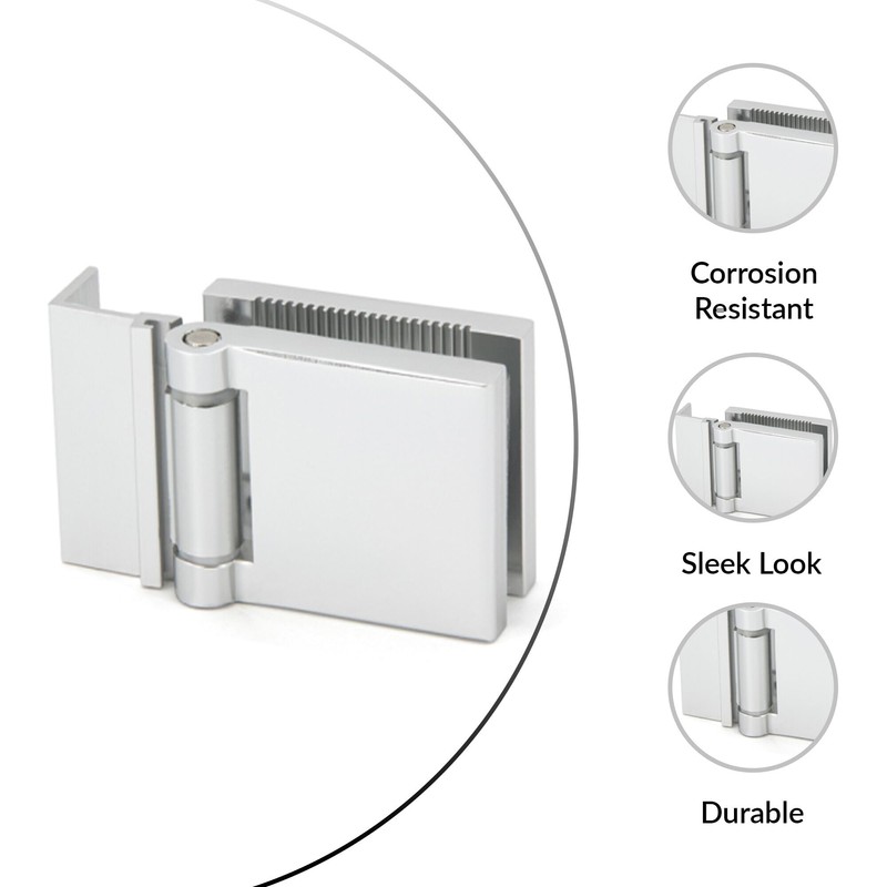 FHC JMH1LCH L-Mount Universal Hinge for 1/4" Glass - Polished