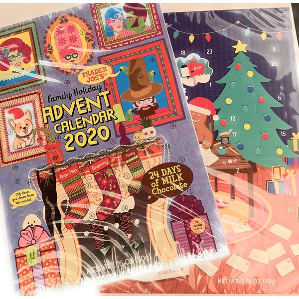 Trader Joe's 2020 Milk Chocolate Christmas Advent Calendar (Pack of 2 Assorted Designs)