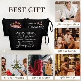 Regalos de cumpleaños para amigas para mujeres, pequeños regalos para mujeres, bolsa de maquillaje negra, regalos para pensar en ti para mujeres, regalos de aliento para mujeres, regalos de mejor