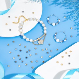 UNICRAFTALE 100 Pcs 2 Colors Stainless Steel Spacer Beads - 5mm Flat Round Loose Rondelle Metal Smooth Beads for DIY Bracelet Necklace Jewelry Making