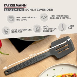 Fackelmann Statement Lift-Up Spatula - Slotted Turner with Ergonomic Handle - Suitable for Coated Pots and Pans - Approx. 29 x 7 x 4.5 cm