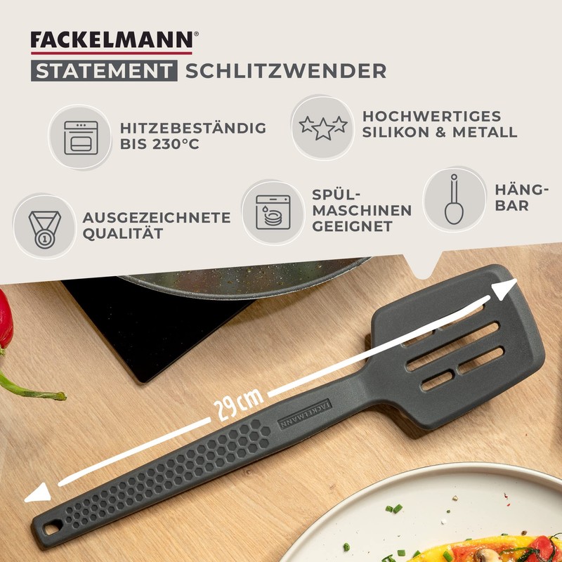 Fackelmann Statement Lift-Up Spatula - Slotted Turner with Ergonomic Handle