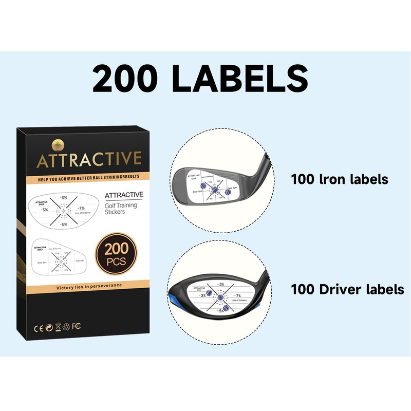 ATTRACTIVE Golf Impact Tape Set, 200 Pcs Club Impact Stickers