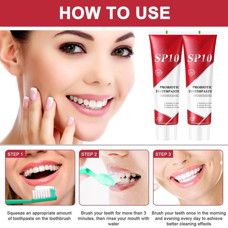 SP10 Probiotic Toothpaste, 2Pcs 100g Teeth Whitening Toothpaste with 4