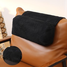 Beeveer Sherpa Head Recliner Pillow Head and Neck Pillow for Recliner Chair with Storage Pocket Neck Relief and Cervical Support for Travel Home Sofa Armchair 23.6 x 15.7 Inch(Black)