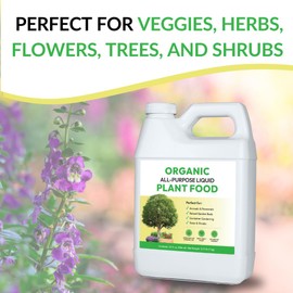 Organic All-Purpose Liquid Plant Food - Use on All Outdoor Plants: Flower Beds, Vegetable Gardens, Container Gardening | Concentrated Liquid Fertilizer Alternative (32oz Mixes to 32 Gallons)