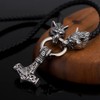Viking Wolf Necklace with Thor's Hammer Pendant, Norse Mythology Theme,