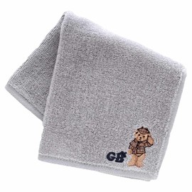 Blooming 001008-0001-02 Great British Teddy Bear Towel Handkerchief, Sherlock Holmes, Embroidered Teddy Bear (Gray), Gentleman, Men's Towel, Hand Towel, Approx. 9.8 inches (25 cm), gray