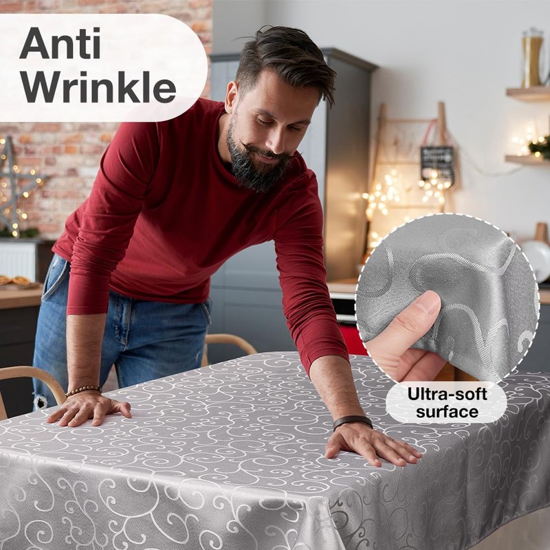 AMFUN Rectangle Tablecloth, 100x140 cm Polyester Jacquard Tablecloth, Damask Table