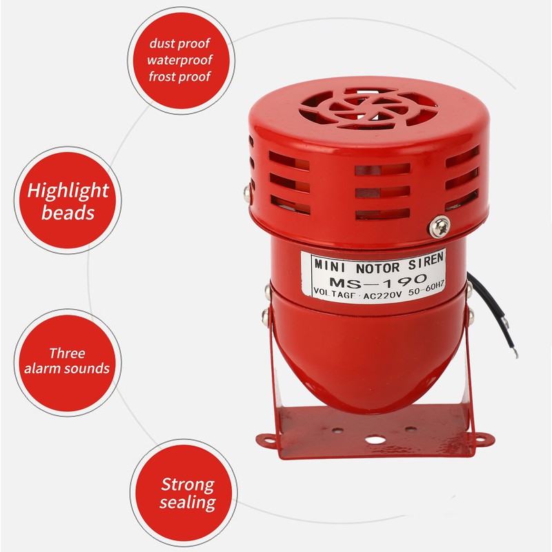 Industrial Motor Alarm Bell Red Color Steel Mini Horn Sound