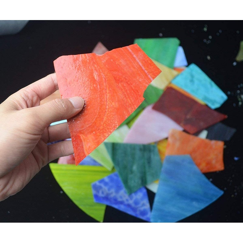 Lanyani Glass Mosaics Pieces Stained Glass, Assorted Colors and Shapes,
