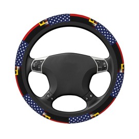 American German Flag Steering Wheel Covers,Anti Slip Sweat Absorption Elasticity Car Accessories Steering Wheel Protector Universal 15 Inch for SUV Sedan Vans Trucks